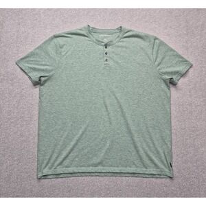 Lucky Brand Henley Shirt Men XXL Sage Green Heather Short Sleeve Knit Jersey Tee
